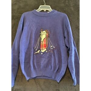 Pivot Sportswear‎ Golf Sweater Crewneck Embroidered Graphic Cotton Blue M